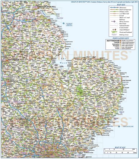 Vector East England County Road And Railways Map Uk Map In