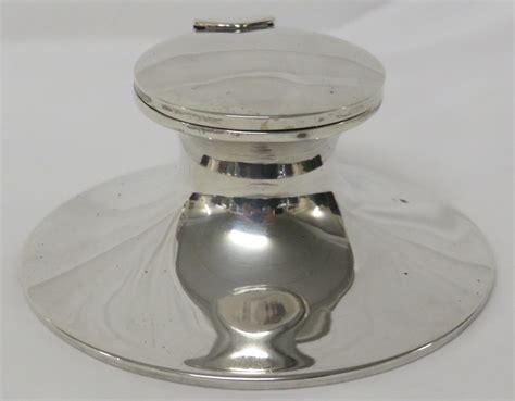 Asprey Silver Capstan Inkwell Diameter Of Base 88cm Marks For