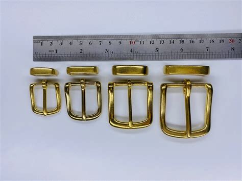 Solid Brass Belt Buckle Belt Loop Set Leather Craft Hardware Etsy Uk