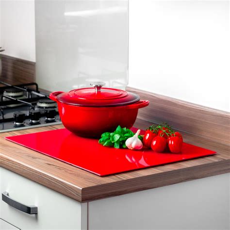 Glass Worktop Saver Red 500 X 400mm Non Slip Kitchen Glass Chopping Board 5055512079179 Ebay