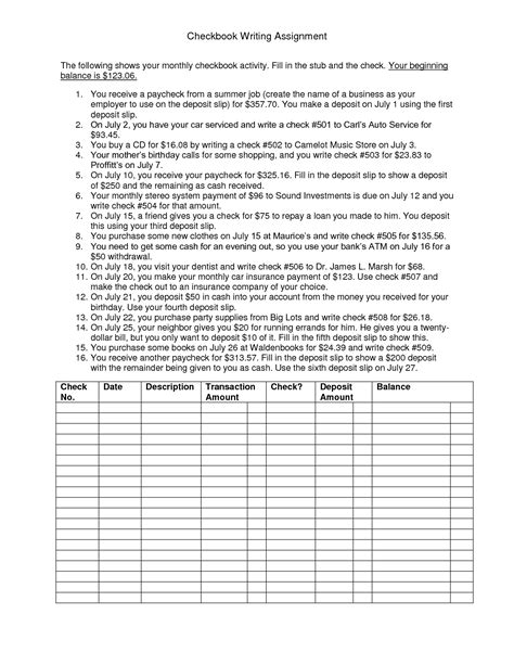 How To Balance Checkbook Worksheets