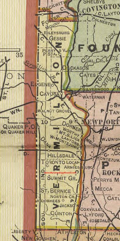 Vermillion County Indiana 1908 Map Newport
