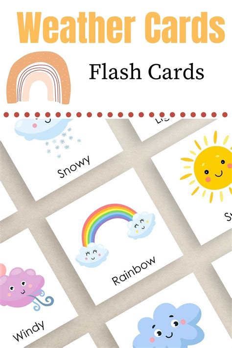 Weather Flashcards Kids Weather Flashcards Toddler Weather Activity