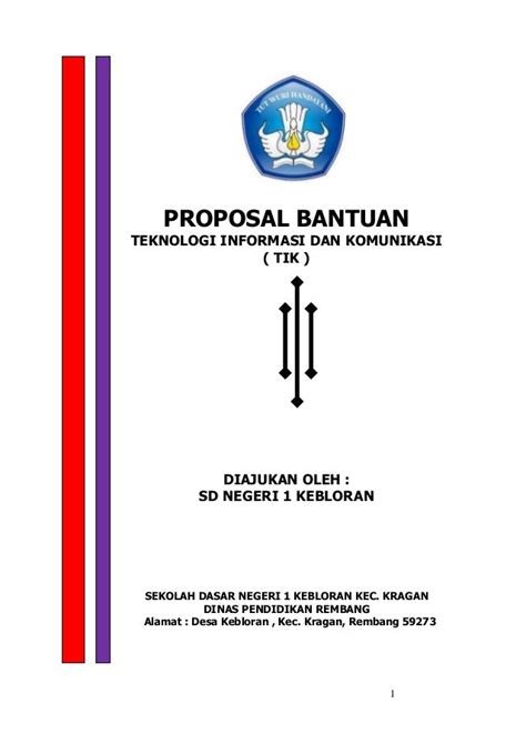 Contoh Cover Proposal Permohonan Dana Lakaran