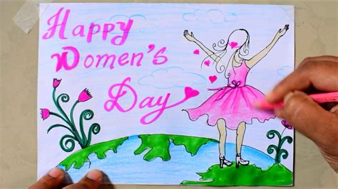 How To Drawwomens Day Special Drawing Poster For Kidscolouring
