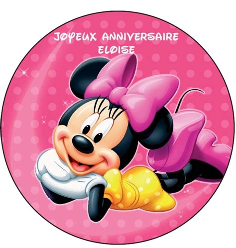 Disque Azyme Ou Plastisucre Minnie Disney Image Personnalisee Texte
