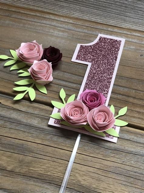 Food And Fermenting Custom Floral Number Cake Topper Number Cake Toppers