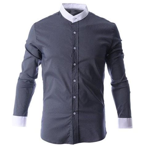 flatseven mens madarin collar button down casual shirt 530 mxn liked on polyvore featuring men