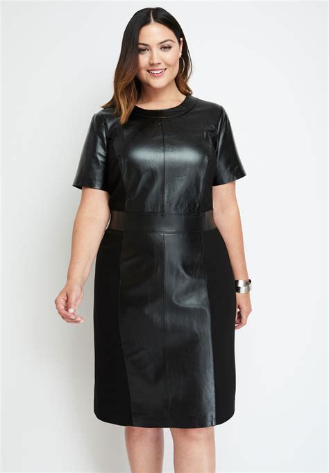 Maybe you would like to learn more about one of these? Leather Ponte Sheath Dress | Jessica London