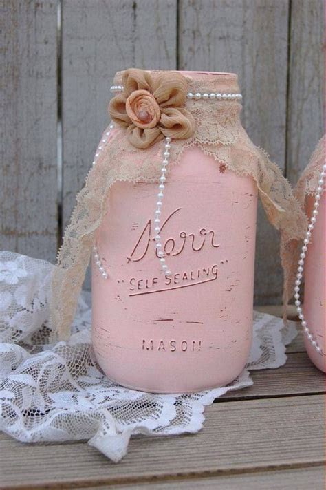 Pretty Pink Mason Jar Lace Mason Jars Mason Jar Decorations Mason