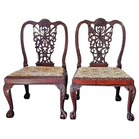 18th Century Pair Of Large Chippendale Style Ribbonback Chairs At