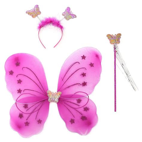 Fairy Princess Butterfly Wings Wand Headband 3 Pc Set Halloween Party