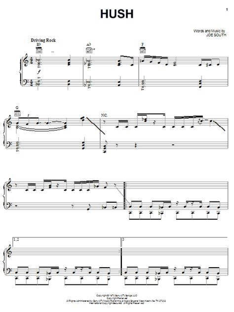 deep purple hush sheet music pdf notes chords pop score keyboard transcription download