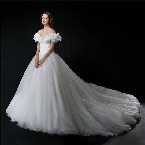 Real Photo Cinderella Wedding Dress Off Shoulder Princess Bridal Gown