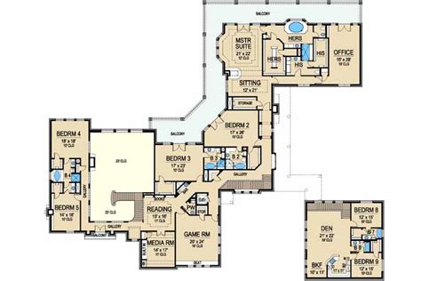 Mediterranean House Plan 9 Bedrooms 8 Bath 14736 Sq Ft Plan 63 266