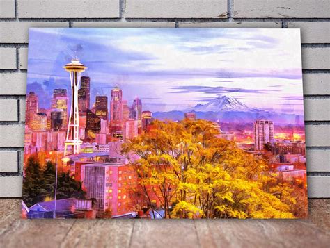 Seattle Skyline Photo Canvas Large Art Wall Print On Canvas Etsy