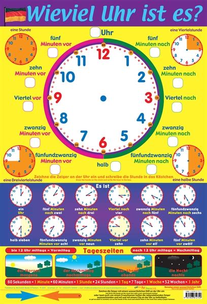 German Whats The Time Learning Chart