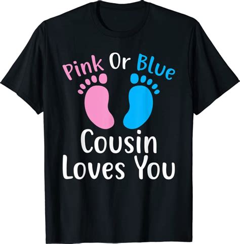 funny pink or blue cousin loves you pregnancy gender reveal t shirt clothing