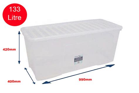 Buy 133 Litre Storage Box With Clear Lid Plastic Storage Boxes