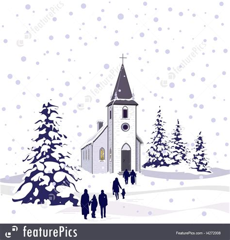 Winter Church Scene Illustration