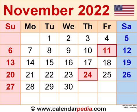 November 2022 Calendar Templates For Word Excel And Pdf