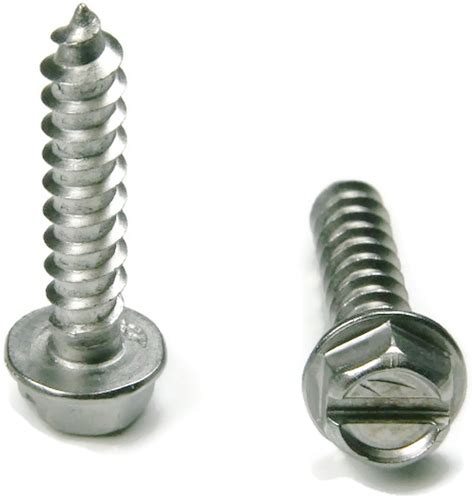 Stainless Steel Slotted Hex Indented Head Sheet Metal Screw 8 X 1 Qty