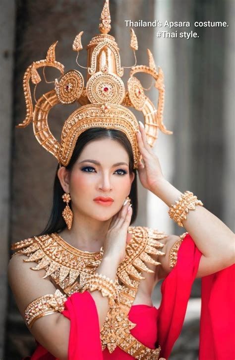 Thailands Apsara Costume Thai Style Crown Pattern Thai Style Cambodian Traditional