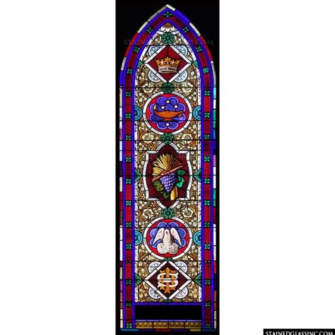 Symbols Of Faith Religious Stained Glass Window