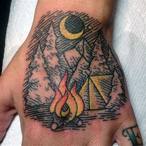 50 Campfire Tattoo Designs For Men Great Outdoors Ink Ideas