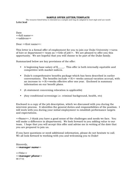 Job Offer Letter Sample In Word And Pdf Formats