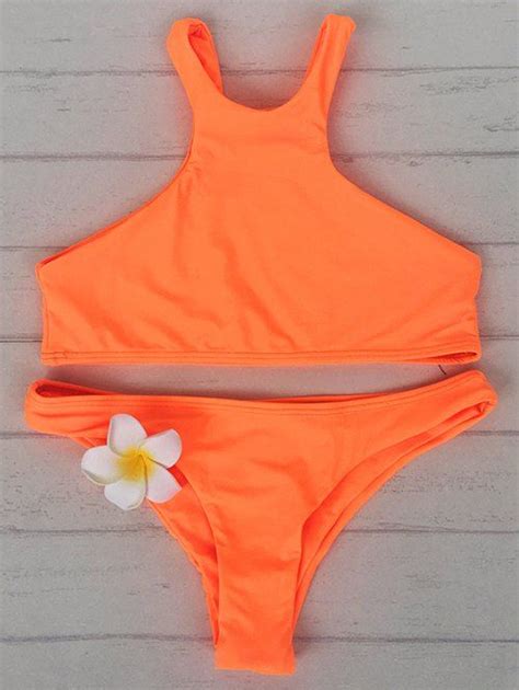 orange high neck bikini set sweet orange s high neck bikini set plus size bikini two piece
