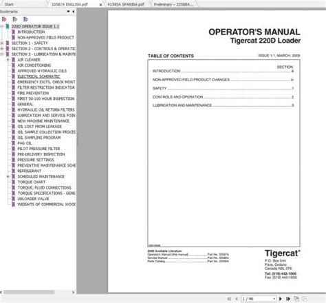 Tigercat Loader D Operator S Service Manual