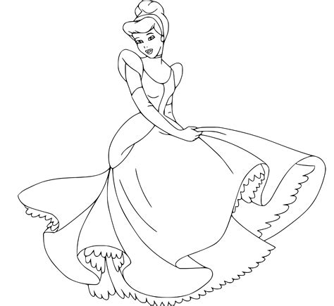 Printable Cinderella Coloring Sheets Easy For Kids Blank Outline
