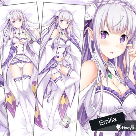Japanese Anime Rezero Emilia Hugging Body Pillow Case Cover New 2way