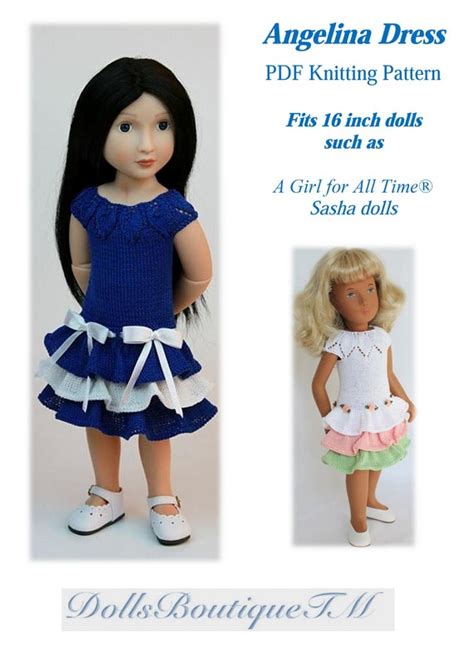 Angelina Dress Pdf Knitting Pattern Fits 16 Inch Dolls Such Etsy