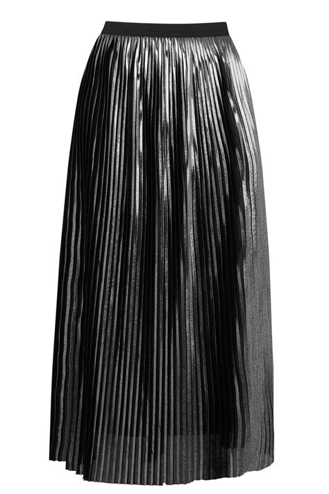 Silver Colour Metallic Plisse Skirt Skirts Womens Skirt Fashion