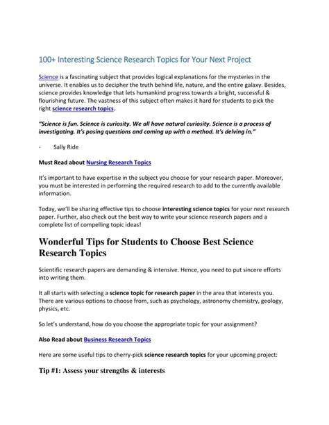 Ppt 100 Jaw Dropping Science Research Topics For Awesome Scores
