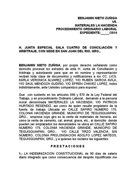 Demanda Laboral Salario Derecho Laboral