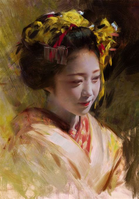 Artstation Geisha Series 3 Wangjie Li Portrait Art Portrait Painting Acrylic Portrait