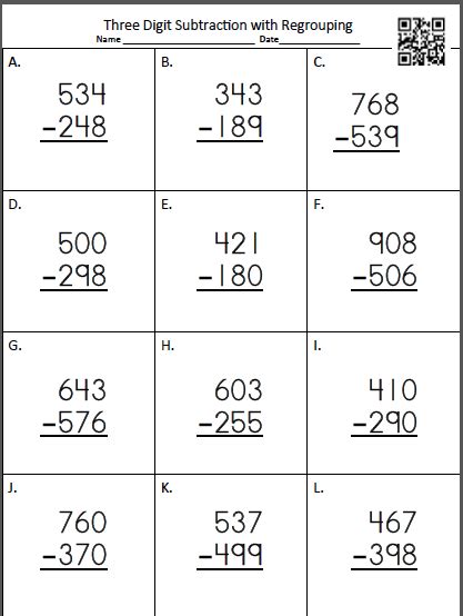 Double digit ssubtraction with regrouping worksheets. 3 Digit Subtraction Regrouping Worksheet Pdf - Large Print ...