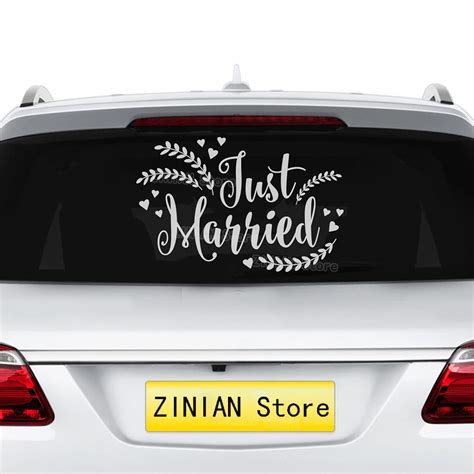 Just Married Wedding Car Decal Vehicle Sticker Window Removable Banner Decor Decals Waterproof