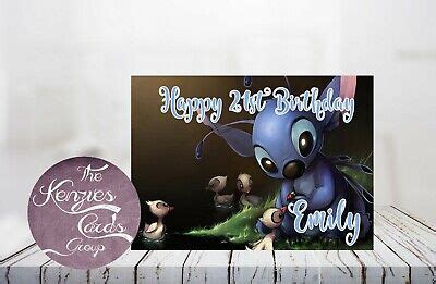 Personalised Disny Lilo And Stitch Birthday Card A Gsm Gloss Finish V Ebay