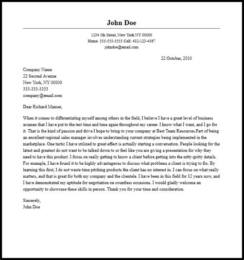 Regional Sales Manager Cover Letter Example Resume Now
