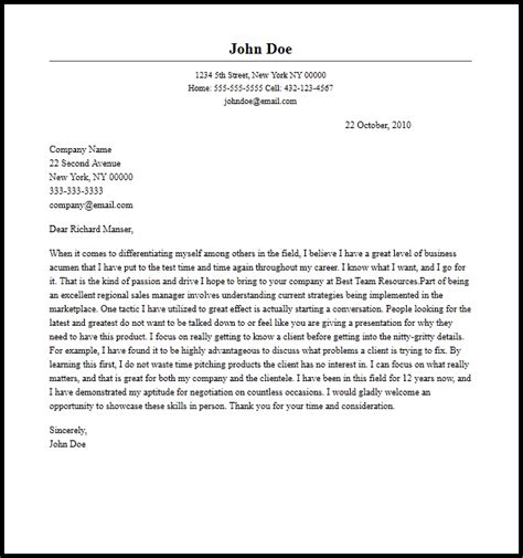 Sample cover letter for team manager position. Professional Regional Sales Manager Cover Letter Sample ...