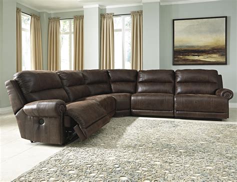 Luttrell 5 Piece Faux Leather Power Reclining Sectional With Armless