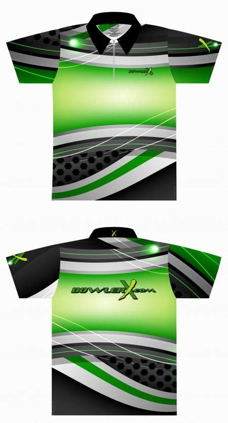 Dye Sublimated Bowling Shirt Blackgreen Free Shipping