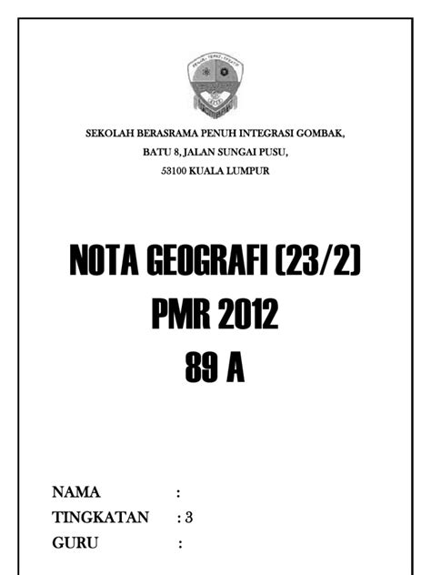 58814805 nota matematik tambahan tingkatan 4 dan 5 spm. Nota Geografi Tingkatan 1,2 dan 3 (PMR)