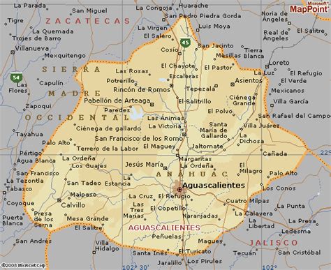 El Estado De Aguascalientes Mapa Y Geografia De Aguascalientes