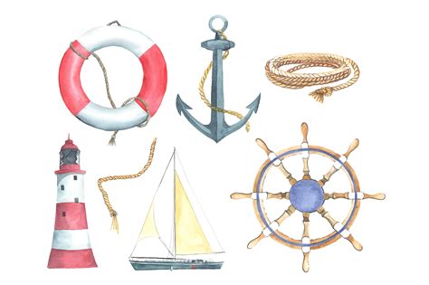 nautical elements watercolor beach watercolor watercolor nautical