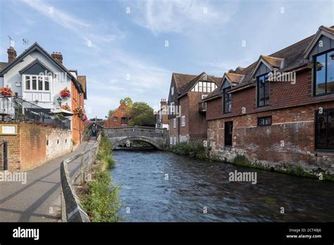 The Weirs Walk River Itchen Winchester Hampshire England Stock
